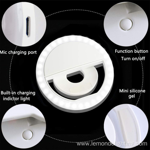 Portable USB Rechargeable LED Selfie Ring Light